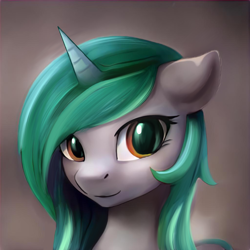 Size: 1024x1024 | Tagged: safe, ai assisted, ai content, artist:ocillus, generator:thisponydoesnotexist, oc, oc only, pony, unicorn, bust, horn, portrait, solo, unicorn oc