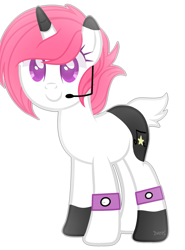 Size: 2007x2715 | Tagged: safe, artist:harusocoma, pony, unicorn, headworn microphone, high res, pink mane, purple eyes, short tail, simple background, solo, tail, white background, white coat