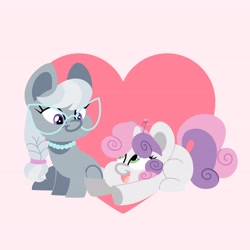 Size: 4096x4096 | Tagged: safe, artist:fizzlefer, silver spoon, sweetie belle, earth pony, pony, unicorn, g4, duo, ship:silverbelle