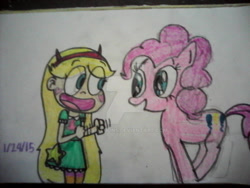 Size: 1024x768 | Tagged: safe, artist:spongekid1999, pinkie pie, earth pony, pony, g4, crossover, eye clipping through hair, star butterfly, star vs the forces of evil