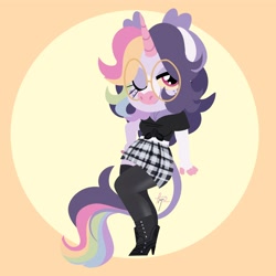 Size: 4000x4000 | Tagged: safe, artist:fizzlefer, oc, oc only, oc:friday (fizzlefer), unicorn, anthro, clothes, solo