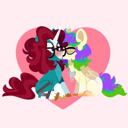 Size: 4096x4096 | Tagged: safe, artist:fizzlefer, oc, oc only, pegasus, pony, unicorn, duo, kissing