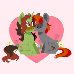Size: 4096x4096 | Tagged: safe, artist:fizzlefer, oc, oc only, earth pony, pony, unicorn, duo, kissing