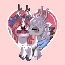 Size: 3500x3500 | Tagged: safe, artist:fizzlefer, oc, oc only, alicorn, earth pony, pony, duo, high res, kissing, simple background