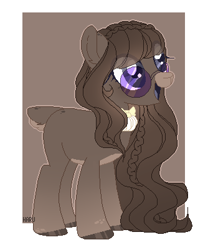 Size: 342x402 | Tagged: safe, artist:harusocoma, earth pony, pony, brown mane, glasses, gray coat, long mane, open mouth, simple background