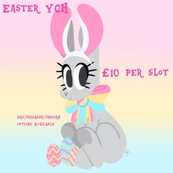 Size: 2500x2500 | Tagged: safe, artist:fizzlefer, earth pony, pony, bunny ears, egg, gradient background, high res, solo, ych example, your character here