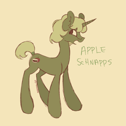 Size: 1425x1425 | Tagged: safe, artist:sillyfillies, oc, oc only, oc:apple schnapps, pony, unicorn, short tail, solo, tail, tail band