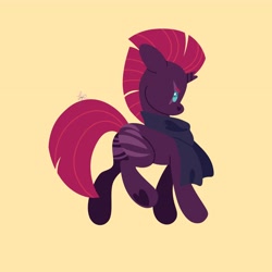 Size: 4096x4096 | Tagged: safe, artist:fizzlefer, tempest shadow, pony, unicorn, g4, broken horn, chibi, horn, simple background, solo, yellow background