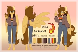 Size: 4096x2731 | Tagged: safe, artist:fizzlefer, oc, oc only, oc:coma blitz, pegasus, anthro, clothes, reference sheet