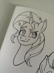 Size: 1536x2048 | Tagged: safe, artist:art_alanis, sunset shimmer, pony, unicorn, g4, bust, solo, traditional art