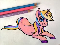 Size: 1024x768 | Tagged: safe, artist:art_alanis, holly dash, pony, unicorn, g4, cute, hollybetes, solo, traditional art