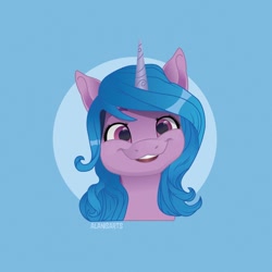 Size: 1080x1080 | Tagged: safe, artist:art_alanis, izzy moonbow, pony, unicorn, g5, :3, open mouth, solo