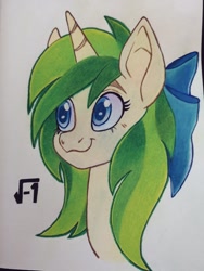 Size: 768x1024 | Tagged: safe, artist:art_alanis, oc, oc only, oc:minty root, pony, bust, solo, traditional art