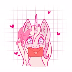 Size: 2048x2048 | Tagged: safe, artist:art_alanis, oc, oc:lucky stars, pony, unicorn, bust, heart, high res, letter, solo