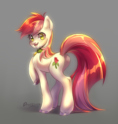Size: 2000x2100 | Tagged: safe, alternate version, artist:draco zero, roseluck, pony, g4, bell, bell collar, collar, commission, commissioner:doom9454, cute, high res, long tail, pony pet, rosepet, tail