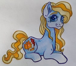 Size: 2048x1784 | Tagged: safe, artist:art_alanis, autumn skye, earth pony, pony, g3, g4, g3 to g4, generation leap, long mane, lying down, marker drawing, solo, traditional art, wavy mane