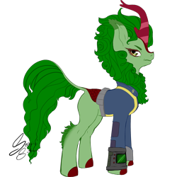 Size: 2502x2502 | Tagged: safe, artist:senpai-satan, oc, oc only, oc:spring glow, kirin, fallout equestria, commission, disgusted, female, high res, kirin oc, mare, signature, solo, transparent background