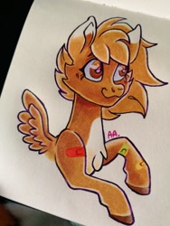 Size: 768x1024 | Tagged: safe, artist:art_alanis, oc, oc only, oc:scooter (cocopudu), pegasus, pony, solo, traditional art