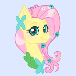 Size: 2048x2048 | Tagged: safe, artist:art_alanis, fluttershy, pegasus, pony, g4, bust, high res, simple background, solo