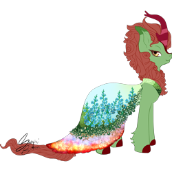 Size: 2992x2992 | Tagged: safe, artist:senpai-satan, oc, oc only, oc:spring glow, kirin, fallout equestria, clothes, cloven hooves, commission, dress, female, high res, kirin oc, mare, signature, simple background, solo, transparent background