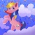 Size: 2048x2048 | Tagged: safe, artist:art_alanis, oc, oc only, earth pony, pony, chatter telephone, cloud, gradient background, high res, solo