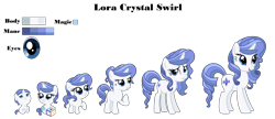 Size: 3980x1724 | Tagged: safe, artist:siriussentry, oc, oc:lora crystal swirl, pony, unicorn, 5-year-old, age progression, baby, baby pony, base used, female, filly, foal, mare, offspring, older, parent:fancypants, parent:rarity, parents:raripants, simple background, transparent background
