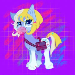 Size: 2048x2048 | Tagged: safe, artist:art_alanis, bubblecup, earth pony, pony, g3, bubblegum, female, food, gum, high res, hoof heart, mare, solo