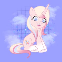 Size: 2048x2048 | Tagged: safe, artist:art_alanis, oc, oc only, oc:jinty, pony, unicorn, high res, purple background, simple background, solo