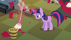 Size: 1920x1080 | Tagged: safe, screencap, twilight sparkle, pony, unicorn, g4, season 2, the last roundup, cleaning, female, magic, mare, mop, solo, telekinesis, unicorn twilight