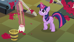 Size: 1920x1080 | Tagged: safe, screencap, twilight sparkle, pony, unicorn, g4, season 2, the last roundup, cleaning, female, magic, mare, mop, solo, telekinesis, unicorn twilight