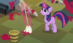 Size: 2044x1203 | Tagged: safe, screencap, twilight sparkle, pony, unicorn, g4, season 2, the last roundup, cleaning, cropped, female, magic, mare, mop, solo, telekinesis, unicorn twilight