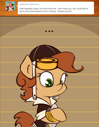 Size: 700x900 | Tagged: safe, artist:subjectnumber2394, oc, oc:copper wings, pegasus, pony, ask copper wings, ask, clothes, comic, food, goggles, jacket, oops, plate, waffle, wingless