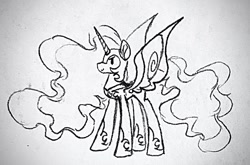 Size: 879x581 | Tagged: safe, artist:astralune, nightmare moon, g4, april fools 2023, cute, pencil drawing, sketch, traditional art