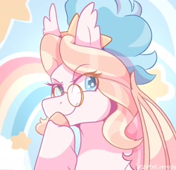 Size: 1934x1862 | Tagged: safe, artist:jezebel_remedy, oc, oc only, oc:bitter glitter, bat pony, pony, glasses, solo