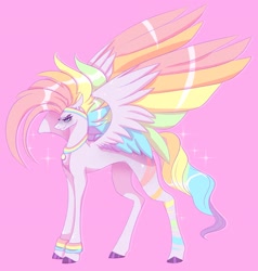 Size: 3000x3149 | Tagged: safe, artist:jezebel-remedy, oc, oc only, pegasus, pony, high res, pink background, simple background, solo