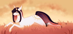 Size: 2888x1365 | Tagged: safe, artist:jezebel-remedy, oc, oc only, pony, unicorn, field, grass, solo