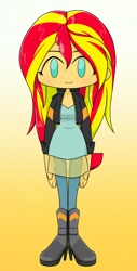 Size: 964x1901 | Tagged: safe, alternate version, artist:batipin, sunset shimmer, human, equestria girls, g4, chibi, female, no nose, solo