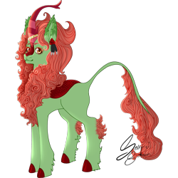 Size: 2183x2183 | Tagged: safe, artist:senpai-satan, oc, oc only, oc:spring glow, kirin, fallout equestria, accessory, cloven hooves, commission, female, high res, kirin oc, mare, signature, simple background, solo, transparent background