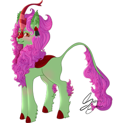 Size: 2183x2183 | Tagged: safe, artist:senpai-satan, oc, oc only, oc:spring glow, kirin, fallout equestria, cloven hooves, commission, female, high res, kirin oc, love, mare, signature, simple background, solo, transparent background