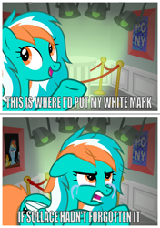 Size: 5075x7210 | Tagged: safe, artist:sollace, derpibooru exclusive, rainbow dash, spitfire, thunderlane, oc, oc only, oc:phoenix redtail, pegasus, pony, g4, caption, crying, cute, female, filly, floppy ears, foal, if i had one, image macro, indoors, lights, mare, meme, messy mane, meta, painting, pegasus oc, podium, ponified meme, pony oc, raised hoof, solo, text, the fairly oddparents, vector, younger