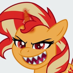 Size: 1080x1080 | Tagged: safe, edit, edited screencap, screencap, sunset shimmer, pony, unicorn, g4, g5, my little pony: a new generation, evil smile, g4 to g5, generation leap, grin, smiling