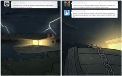 Size: 1424x894 | Tagged: safe, artist:subjectnumber2394, ask copper wings, ask, boat, chains, comic, lightning, no pony, rain, ship, storm