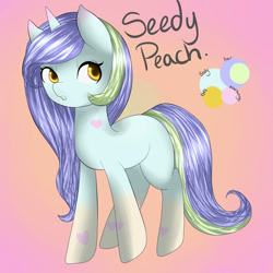 Size: 1024x1024 | Tagged: safe, artist:kinjareta, oc, oc only, oc:seedy peach, pony, unicorn, contest entry, female, icon, looking at you, mare, multicolored hair, reference, solo