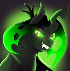 Size: 1949x2000 | Tagged: safe, artist:jezebel-remedy, oc, oc only, changeling, changeling queen, bust, green changeling, solo