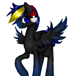 Size: 1024x1024 | Tagged: safe, artist:kinjareta, oc, oc only, oc:georgie, pegasus, pony, earmuffs, looking at you, male, princess, simple background, solo, spread wings, stallion, transparent background, wings