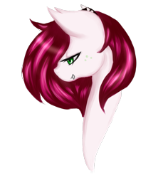 Size: 793x865 | Tagged: safe, artist:kinjareta, oc, oc only, oc:strawberry glimmer, bat pony, bat pony oc, bust, fangs, looking offscreen, simple background, solo, transparent background