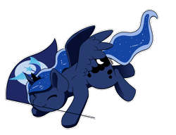 Size: 3022x2322 | Tagged: safe, artist:morrigun, derpibooru exclusive, princess luna, alicorn, pony, g4, crown, cute, eyes closed, female, flag, high res, holding a flag, horn, jewelry, lunabetes, mare, new lunar republic, regalia, simple background, solo, transparent background