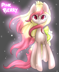 Size: 1024x1234 | Tagged: safe, artist:kinjareta, oc, oc only, oc:pink berry, earth pony, pony, bow, earth pony oc, female, looking at you, mare, multicolored hair, pursed lips, simple background, solo