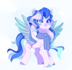 Size: 1140x1104 | Tagged: safe, artist:irusumau, oc, oc only, oc:rori, pegasus, pony, clothes, scarf, simple background, solo