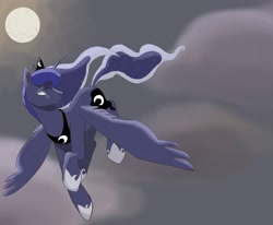 Size: 2048x1684 | Tagged: safe, artist:mayugraffiti, princess luna, alicorn, pony, g4, cloud, female, mare, moon, night, solo